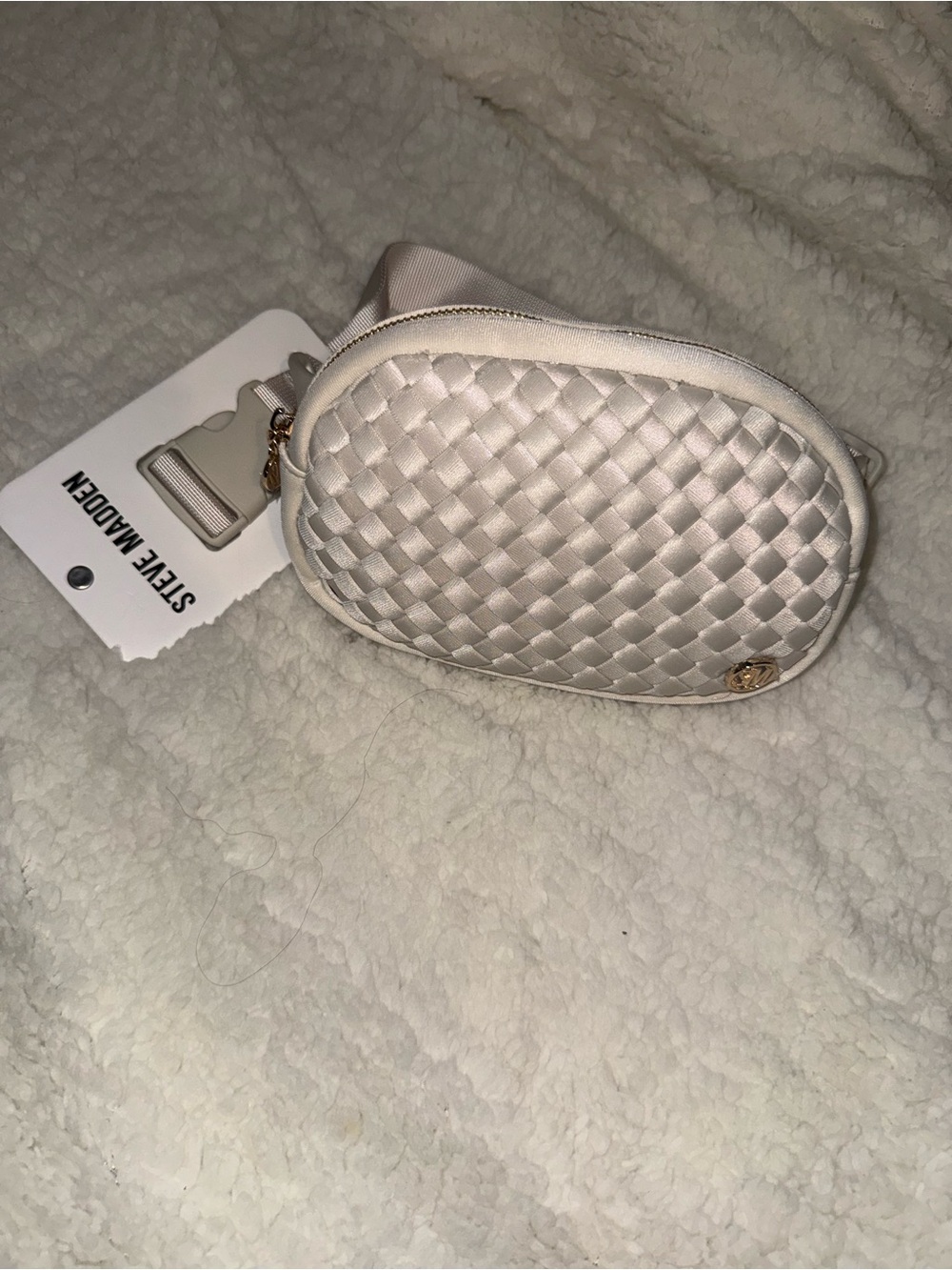 Steve Madden Woven Oval Mini Crossbody Bag - Ivory
